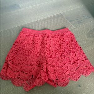 Pink Lace Women paper bag Shorts